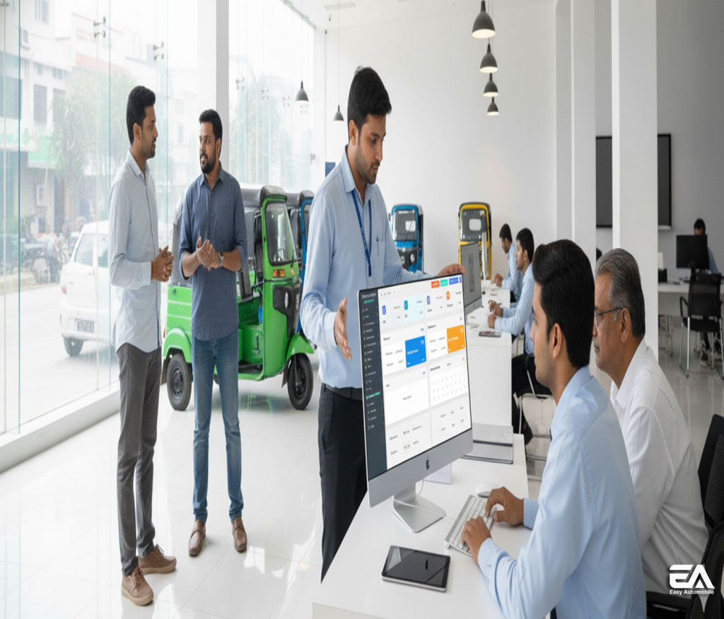 three wheeler showroom management software